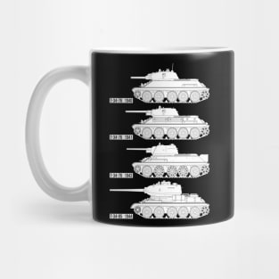 Four modifications of the USSR T-34 tank Mug